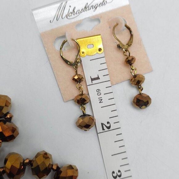 Gold Tone Faceted Bead Earrings Bracelet Set By Michelangelo - Picture 7 of 7